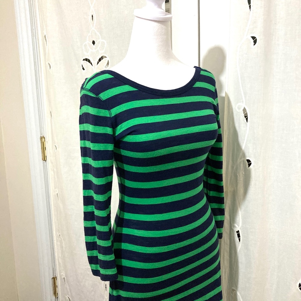 Vintage Striped Summer Dress, Express, Green and Blue, Size XS